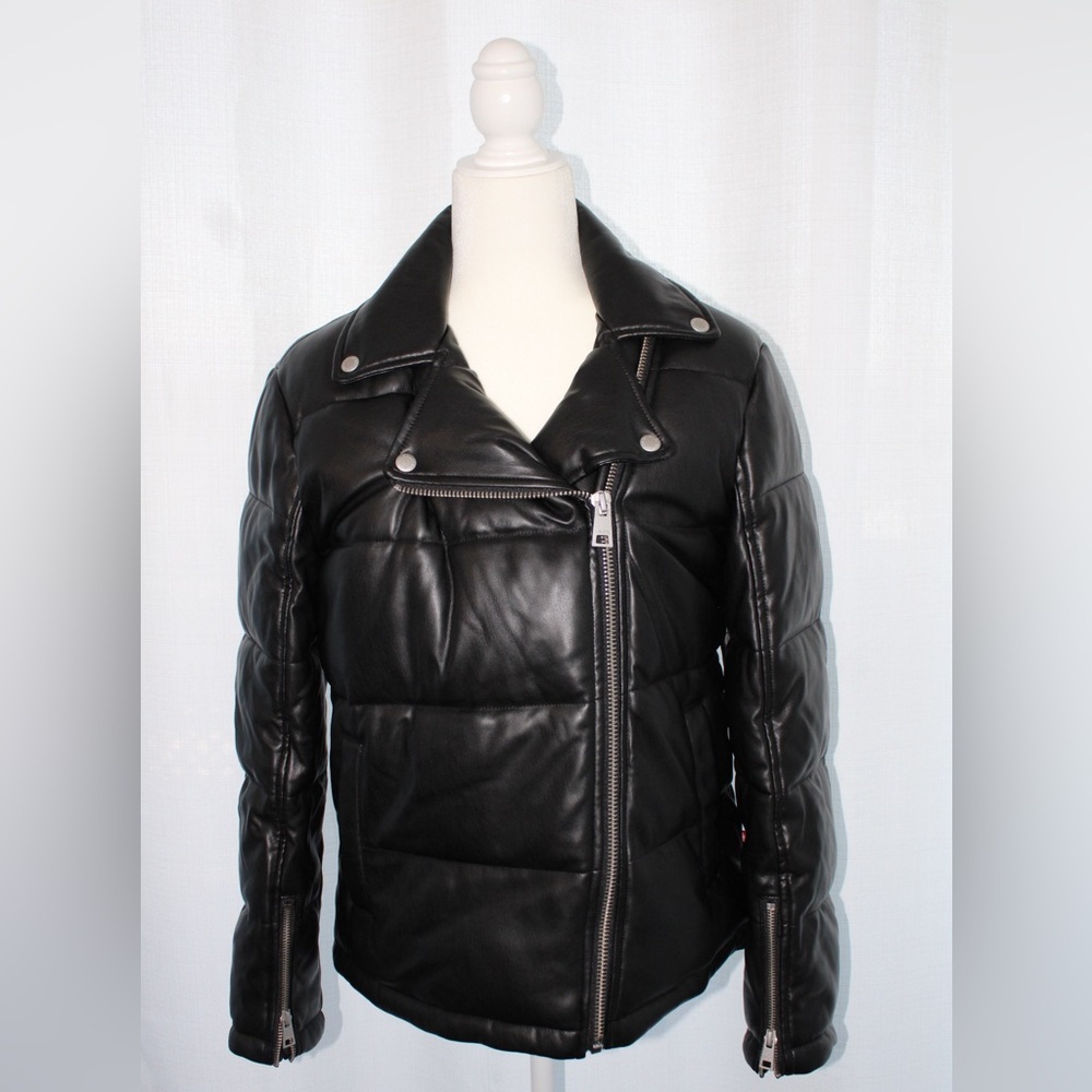 NWOT Levi's Black Vegan Leather Moto Puffer Jacket